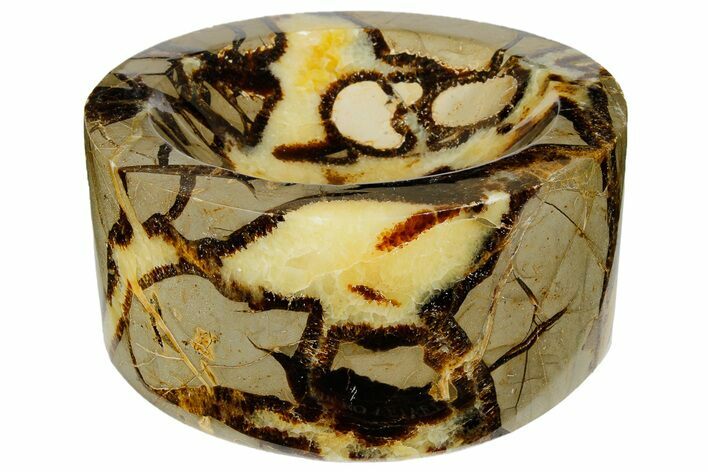 Round, Polished Septarian Bowl - Madagascar #174405